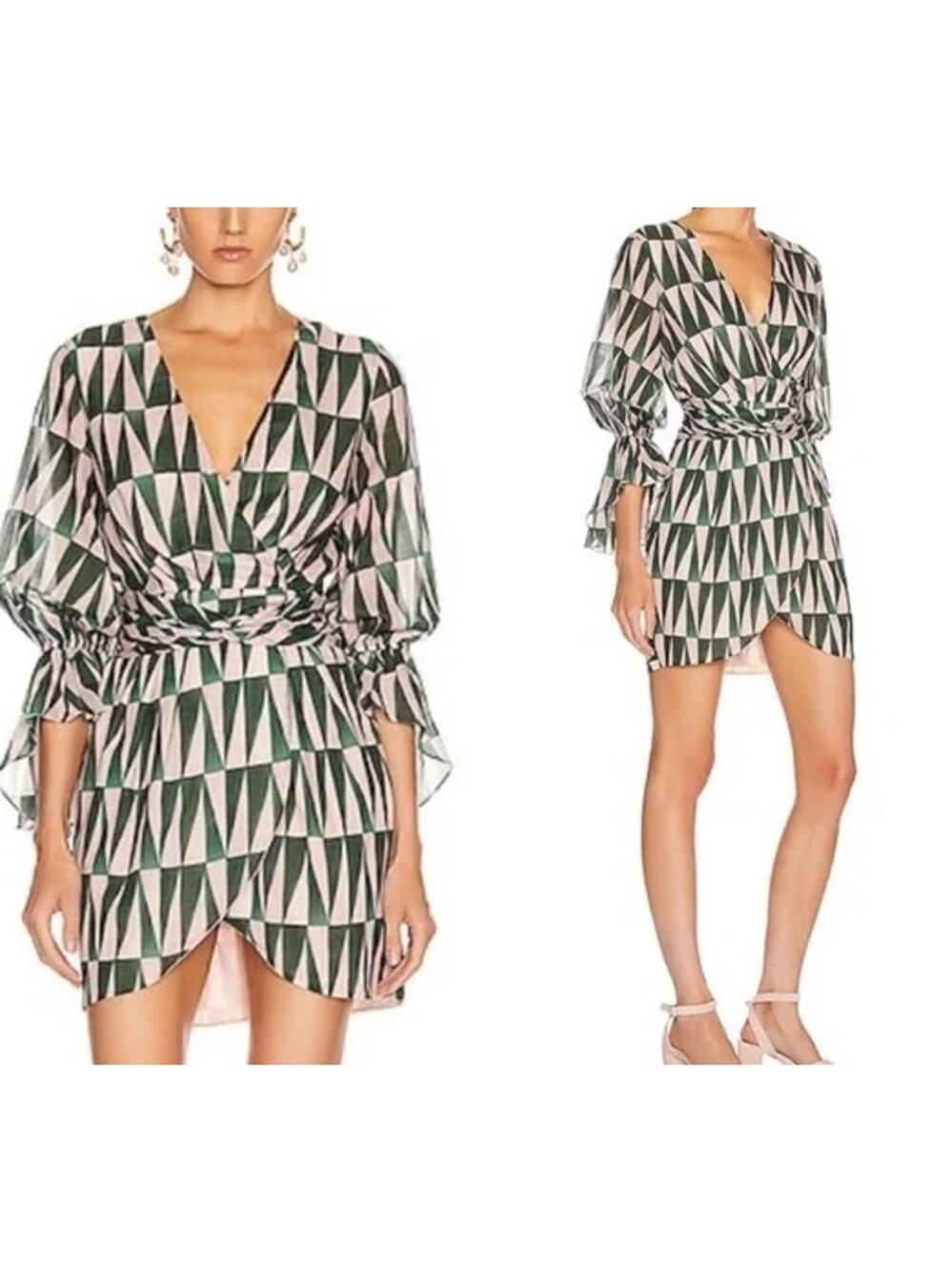 PATBO Geo Print Cotton Mini Dress Size 2